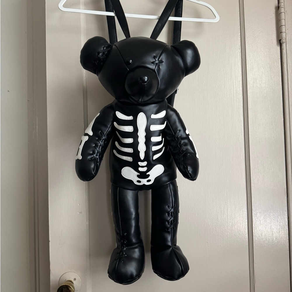 Current Mood Black Skeleton Bear Backpack